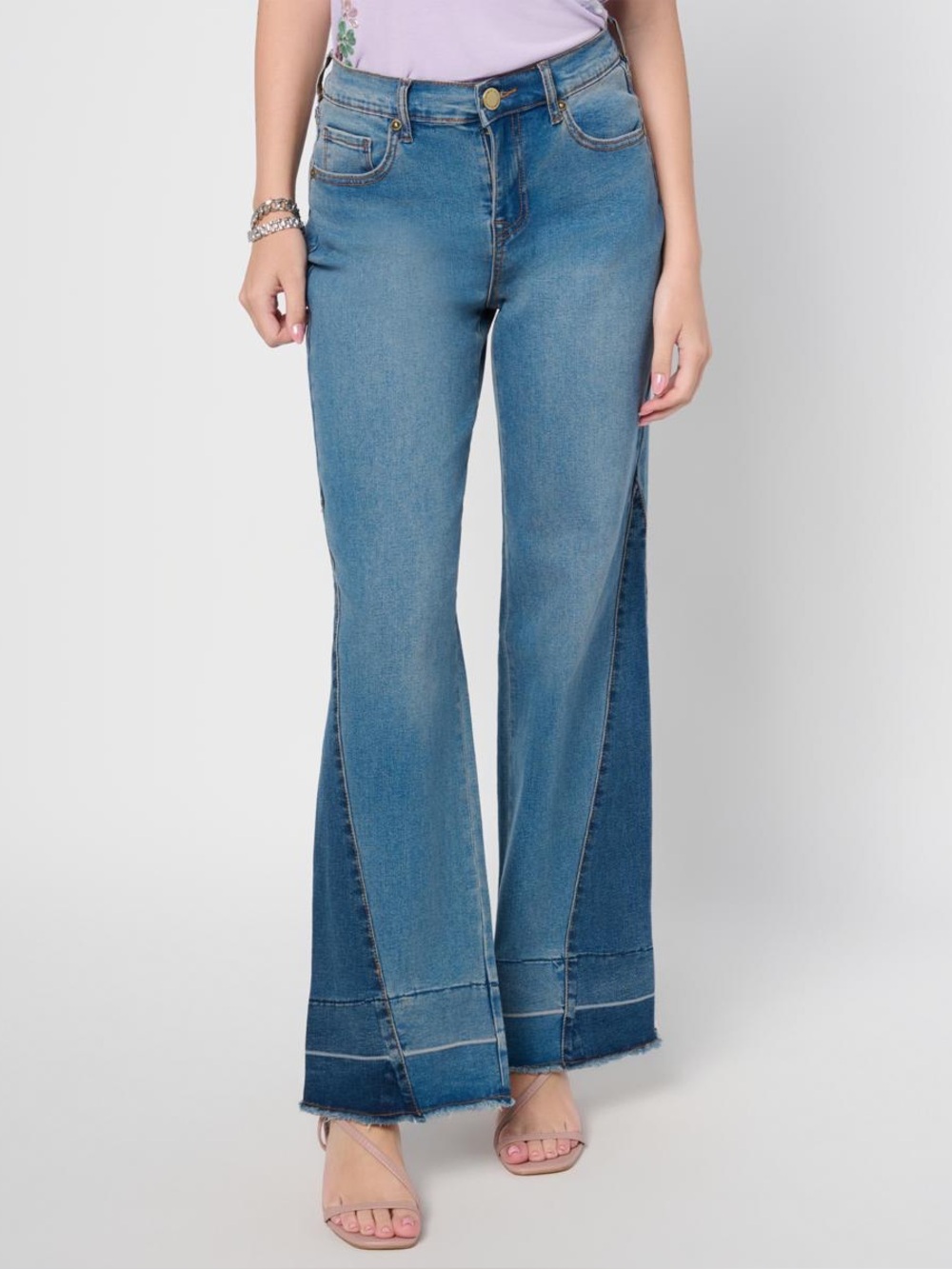 NWT DG2 by Diane Gilman New Classic Stretch Contrast Panel Wide Leg Jean Sz 4